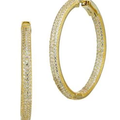 Budget 🎁 Savvy Cie Jewels 👩 women 18k Gold Vermeil 1.5" inside out hoop earring ⌛