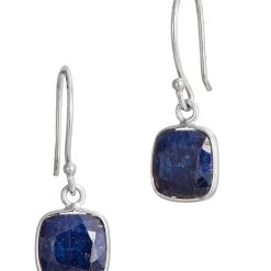 Outlet 🔔 Savvy Cie Jewels 👩 women Sterling Silver Blue Sapphire 3.80 carat french wire earrings ✨