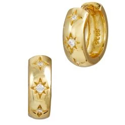 Cheap 🎁 Savvy Cie Jewels 👩 women 18k gold chubby hoop 😀