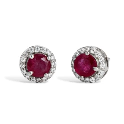 Cheapest 🥰 Savvy Cie Jewels 👩 women Ss 925 1.88Gtw Natural Ruby & White Zircon Stud Earrings 🎉