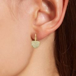 Outlet ❤️ Savvy Cie Jewels 👩 women Vermeil Pave Heart Drop 🔥