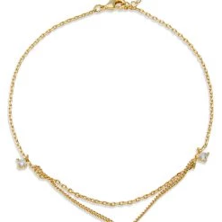 Discount ⌛ Savvy Cie Jewels 👩 women Gold Pl Rhod. Brass CZ Anklet ✔️