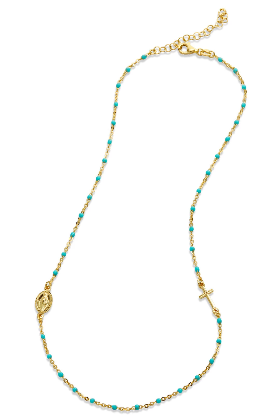 Best Sale ๐คฉ Savvy Cie Jewels ๐ฉ women Italian 18K Gold Plated Enamel Turq. Cross And Saint Necklace ๐ 3 Best Sale ๐คฉ Savvy Cie Jewels ๐ฉ women Italian 18K Gold Plated Enamel Turq. Cross And Saint Necklace ๐
