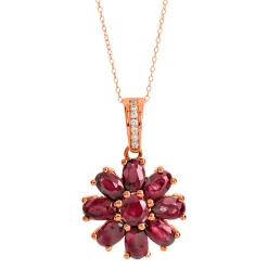 Buy โญ Savvy Cie Jewels ๐ฉ women 18K Gold Vermeil 6.10Gtw Ruby Flower Pendant W/ Chain ๐