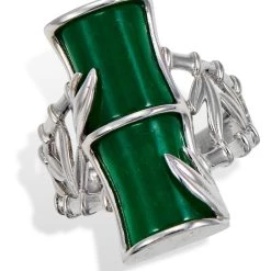 Promo 🤩 Savvy Cie Jewels 👩 women Sterling Jade Bamboo Ring 🧨