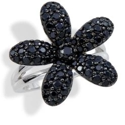 Discount ๐ฏ Savvy Cie Jewels ๐ฉ women Sterling Silver Black Spinel Flower ๐ฏ