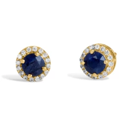 Best Sale 🧨 Savvy Cie Jewels 👩 women Ss 925 1.78Gtw Natural Blue Sapphire & White Zircon Stud Earrings 💯