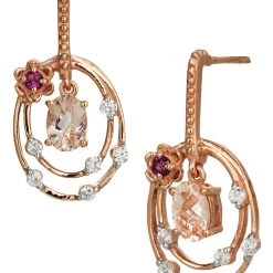 Budget 🥰 Savvy Cie Jewels 👩 women 18K Rose Vermeil 2.16Ct Morganite & Rhodolite Garnet Earrings 🎉