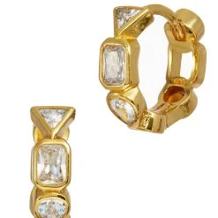 Best Pirce 😀 Savvy Cie Jewels 👩 women 14K Multi Stone Hoop Earrings 😀
