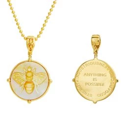 Promo ⌛ Savvy Cie Jewels 👩 women 18K Gld Vermeil bee MOP pend ✔️