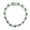 Cheap 🥰 Savvy Cie Jewels 👩 women SS White CZ & Emerald Cir. Brac. 🧨