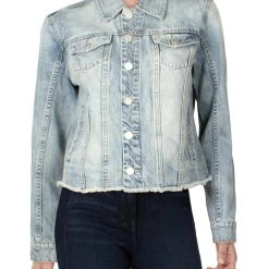 Flash Sale 🎁 [BLANKNYC] 👩 Womens Raw Hem Faded Denim Jacket ⌛