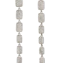 Budget ✨ Savvy Cie Jewels 👩 women White CZ Tag dangle earrings 🔥