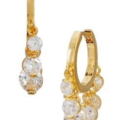 Best deal 🥰 Savvy Cie Jewels 👩 women 18K Gold Vermeil multi circle CZ dangle earrings 🌟