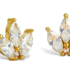 Promo 🧨 Savvy Cie Jewels 👩 women 18K Gold Maarquise Stud 🎁