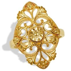 Promo 😀 Savvy Cie Jewels 👩 women 14K Plated Diamond Cut Ring 👍