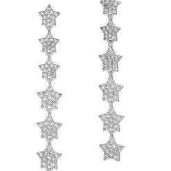 Outlet 😉 Savvy Cie Jewels 👩 women White CZ Star dangle earrings ❤️