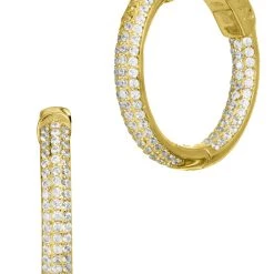 Outlet ⭐ Savvy Cie Jewels 👩 women 18k Gold Vermeil 1" inside out hoop earrings ⭐