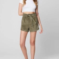 Hot Sale 🔔 Blanknyc 👩 women Real Suede Paperbag Short in Rosemary 😀