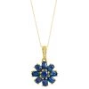Budget 👍 Savvy Cie Jewels 👩 women 18K Gold Vermeil 5.55Gtw Blue Sapphire Flower Pendant W/ Chain 😀