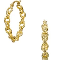 Buy 🎁 Savvy Cie Jewels 👩 women 18K 1" MARINER HOOP EAR ⭐